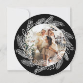 クリスマスパーソナライズされたリースフォトフレームラウンド シーズンカード (正面)