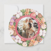 クリスマスパーソナライズされたリースフォトフレームラウンド シーズンカード (正面)