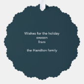 クリスマスパーソナライズされたリースフォトフレーム オーナメントカード (裏面)