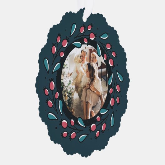 クリスマスパーソナライズされたリースフォトフレーム オーナメントカード (右)