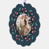 クリスマスパーソナライズされたリースフォトフレーム オーナメントカード (左)