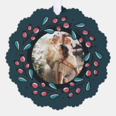 クリスマスパーソナライズされたリースフォトフレーム オーナメントカード (正面)