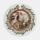 クリスマスパーソナライズされたリースフォトフレーム ガラスオーナメント (裏面)