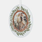 クリスマスパーソナライズされたリースフォトフレーム ガラスオーナメント (正面左)