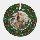 クリスマスパーソナライズされたリースフォトフレーム ガラスオーナメント (裏面)