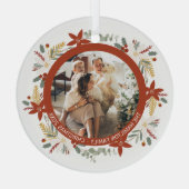 クリスマスパーソナライズされたリースフォトフレーム ガラスオーナメント (裏面)