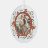 クリスマスパーソナライズされたリースフォトフレーム ガラスオーナメント (正面左)