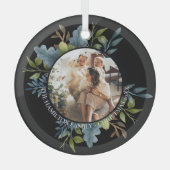 クリスマスパーソナライズされたリースフォトフレーム ガラスオーナメント (正面)