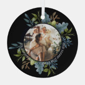 クリスマスパーソナライズされたリースフォトフレーム ガラスオーナメント (裏面)