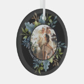 クリスマスパーソナライズされたリースフォトフレーム ガラスオーナメント (正面右)