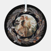 クリスマスパーソナライズされたリースフォトフレーム ガラスオーナメント (裏面)