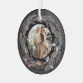 クリスマスパーソナライズされたリースフォトフレーム ガラスオーナメント (正面左)