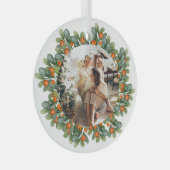 クリスマスパーソナライズされたリースフォトフレーム ガラスオーナメント (正面右)