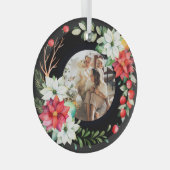 クリスマスパーソナライズされたリースフォトフレーム ガラスオーナメント (正面右)