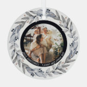 クリスマスパーソナライズされたリースフォトフレーム ガラスオーナメント (裏面)