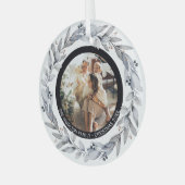 クリスマスパーソナライズされたリースフォトフレーム ガラスオーナメント (正面左)