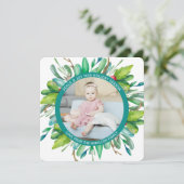 クリスマスパーソナライズされたリース写真 シーズンカード (スタンド正面)