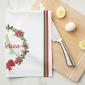 クリスマスパーソナライズされたリース キッチンタオル (四つ折り)