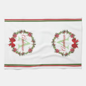 クリスマスパーソナライズされたリース キッチンタオル (横)