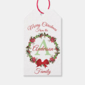 クリスマスパーソナライズされたリース ギフトタグ (正面)