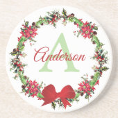 クリスマスパーソナライズされたリース コースター (正面)