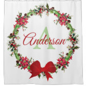 クリスマスパーソナライズされたリース シャワーカーテン (正面)