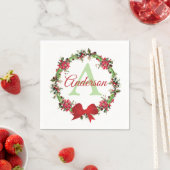 クリスマスパーソナライズされたリース スタンダードカクテルナプキン (インサイチュ)