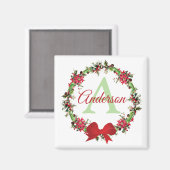 クリスマスパーソナライズされたリース マグネット (正面/裏面)
