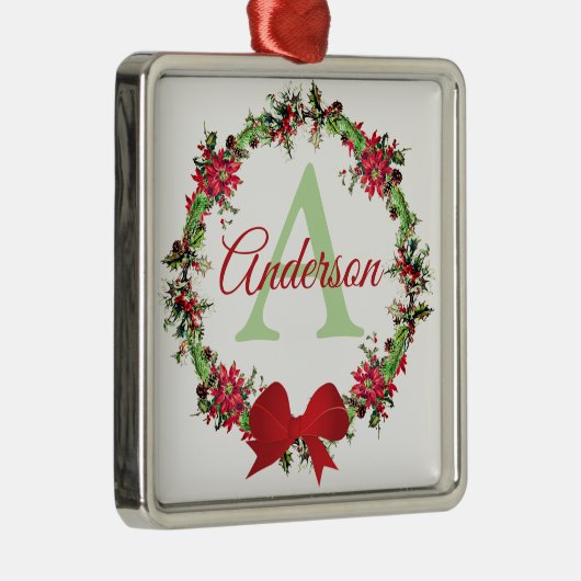 クリスマスパーソナライズされたリース メタルオーナメント (右)