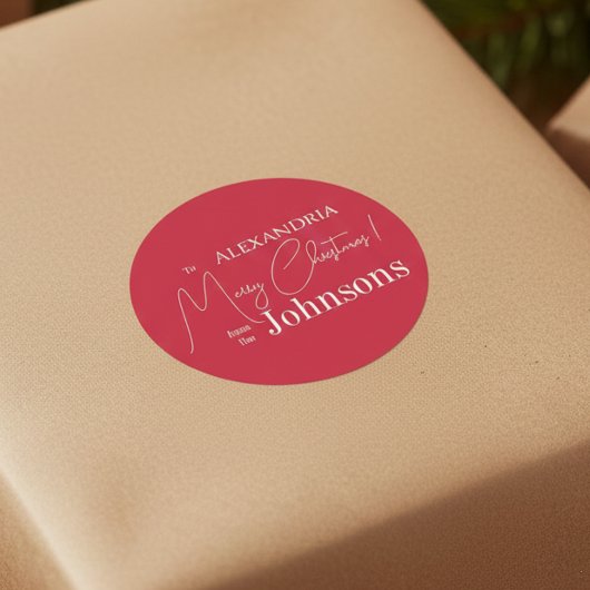 クリスマスパーソナライズされたレッド家族 ラウンドシール