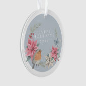 クリスマスパーソナライズされたロビンアンドホリデーリース オーナメント (正面)