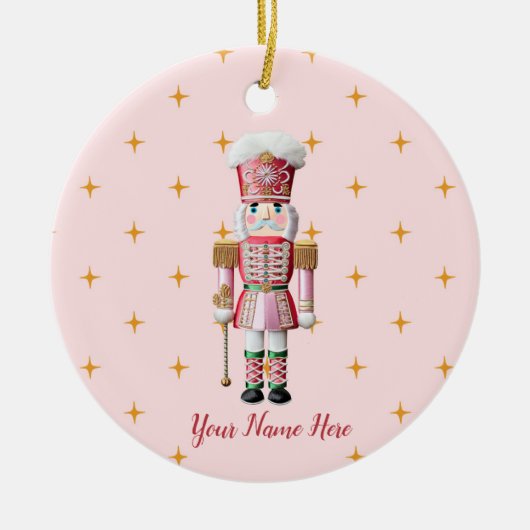 クリスマスパーソナライズされた休日くるみ割り セラミックオーナメント (正面)