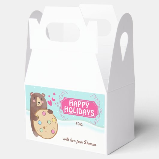 クリスマスパーソナライズされた休暇ベアークッキーの治療 フェイバーボックス (オープン)