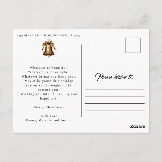 クリスマスパーソナライズされた写真はがき ポストカード (裏面)