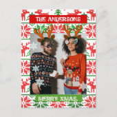 クリスマスパーソナライズされた写真クラシック北欧 インビテーションポストカード (正面)