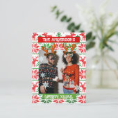 クリスマスパーソナライズされた写真クラシック北欧 インビテーションポストカード (スタンド正面)