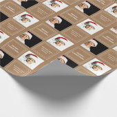 クリスマスパーソナライズされた写真テンプレートブラウン ラッピングペーパー (角)