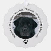 クリスマスパーソナライズされた写真ハッピーハウリデイズドッグ オーナメントカード (裏面)