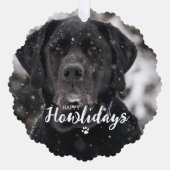 クリスマスパーソナライズされた写真ハッピーハウリデイズドッグ オーナメントカード (正面)