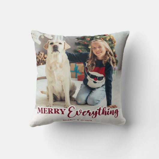 クリスマスパーソナライズされた写真メリーすべて クッション (裏面)