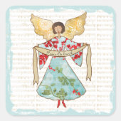 クリスマスパーソナライズされた天使 スクエアシール (正面)