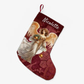 クリスマスパーソナライズされた天使 スモールクリスマスストッキング (正面 (吊り時))