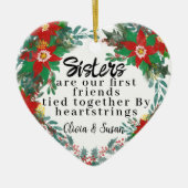クリスマスパーソナライズされた姉妹の贈り物 セラミックオーナメント (正面)