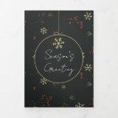 クリスマスパーソナライズされた家族の写真素朴 三つ折りクリスマスカード (カバー)