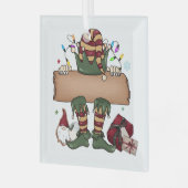 クリスマスパーソナライズされた小妖精や小人 ガラスオーナメント (正面左)