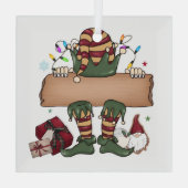 クリスマスパーソナライズされた小妖精や小人 ガラスオーナメント (裏面)