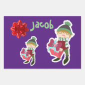 クリスマスパーソナライズされた小妖精や小人 ラッピングペーパーシート (正面3)