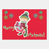 クリスマスパーソナライズされた小妖精や小人 ラッピングペーパーシート (正面2)