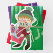 クリスマスパーソナライズされた小妖精や小人 ラッピングペーパーシート (インサイチュ)