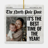 クリスマスパーソナライズされた新聞写真 セラミックオーナメント (裏面)